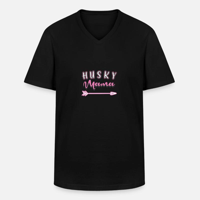 Sibirischer Husky - Männer-T-Shirt mit V-Ausschnitt - Schwarz