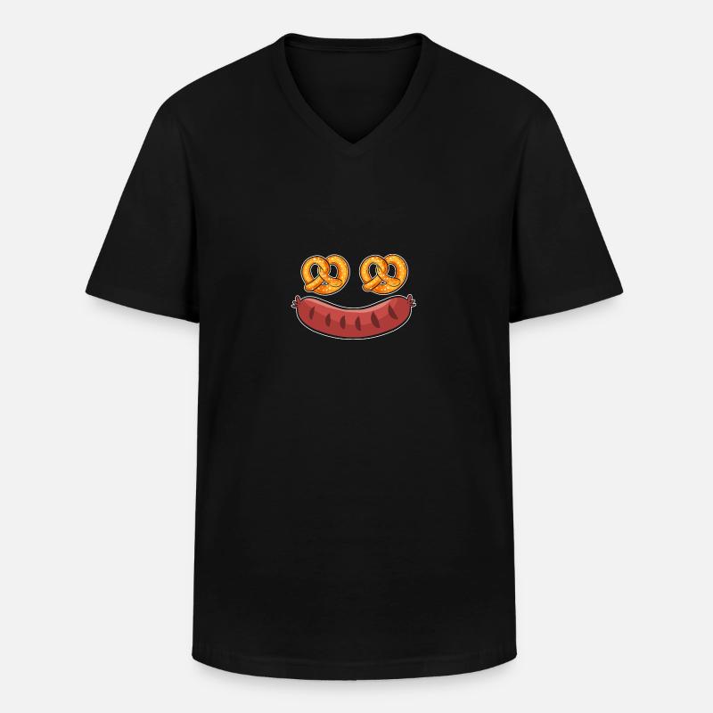 Brezel - Männer-T-Shirt mit V-Ausschnitt - Schwarz