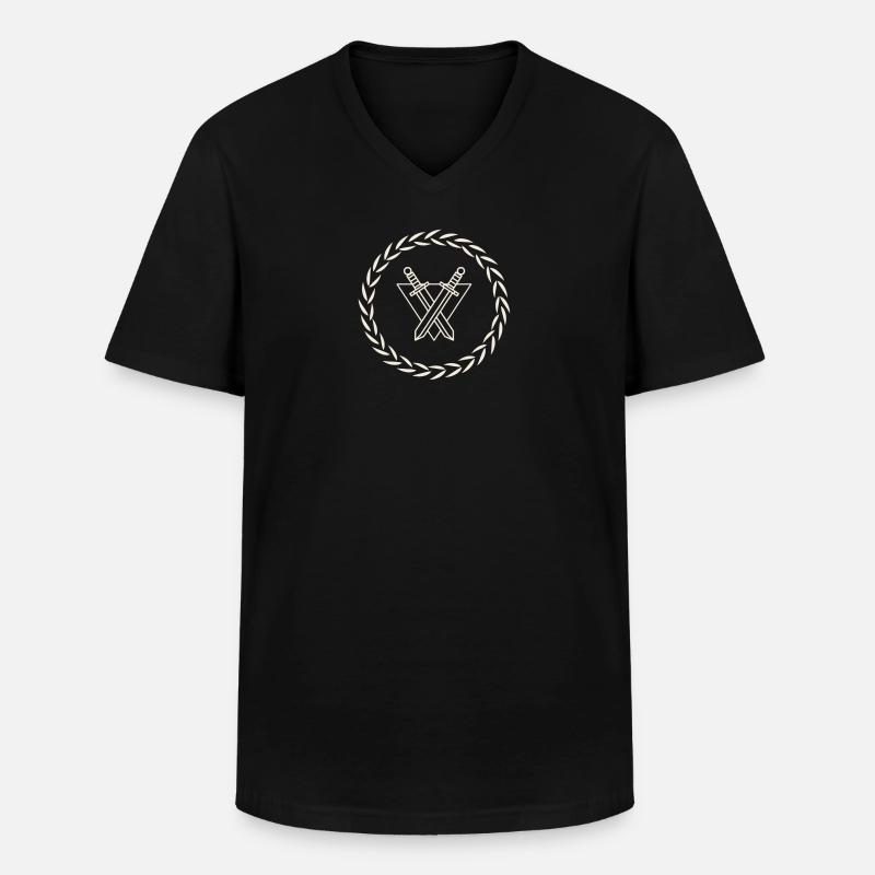 Der Krieger - Männer-T-Shirt mit V-Ausschnitt - Schwarz