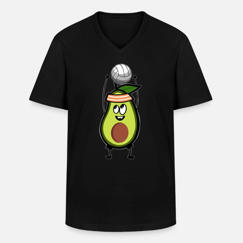 Volleyball Avocado - Männer-T-Shirt mit V-Ausschnitt - Schwarz