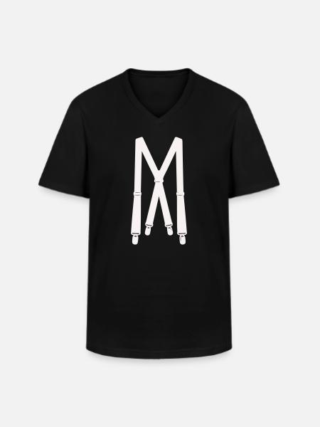 White suspenders illustration - Men's V-Neck T-Shirt - black
