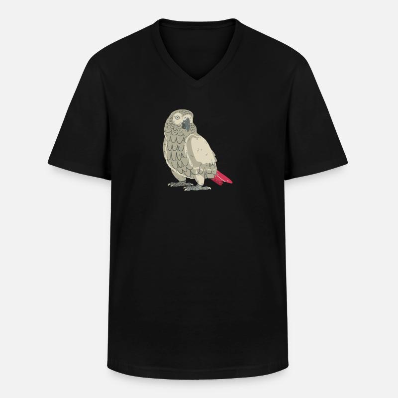 Graupapagei - Männer-T-Shirt mit V-Ausschnitt - Schwarz