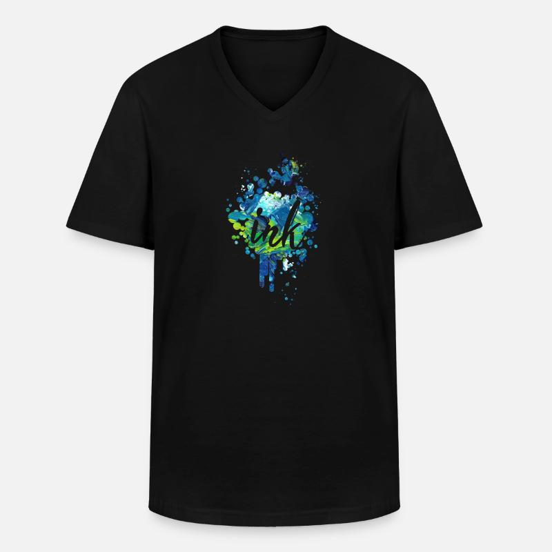 Ink Farbklecks - Premium Design - Männer-T-Shirt mit V-Ausschnitt - Schwarz
