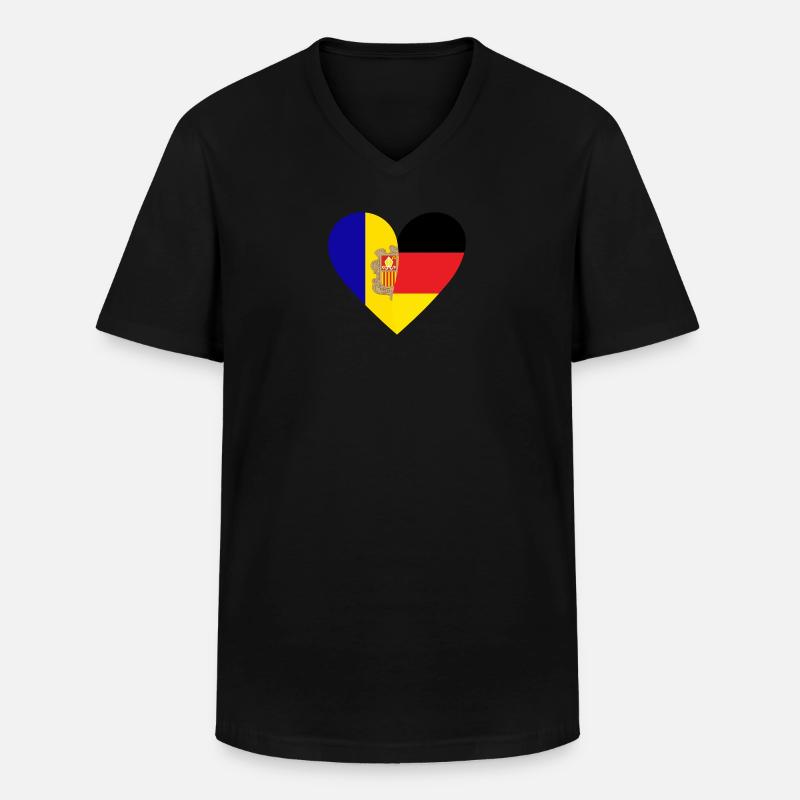 Andorra Germany Heart - Men's V-Neck T-Shirt - black
