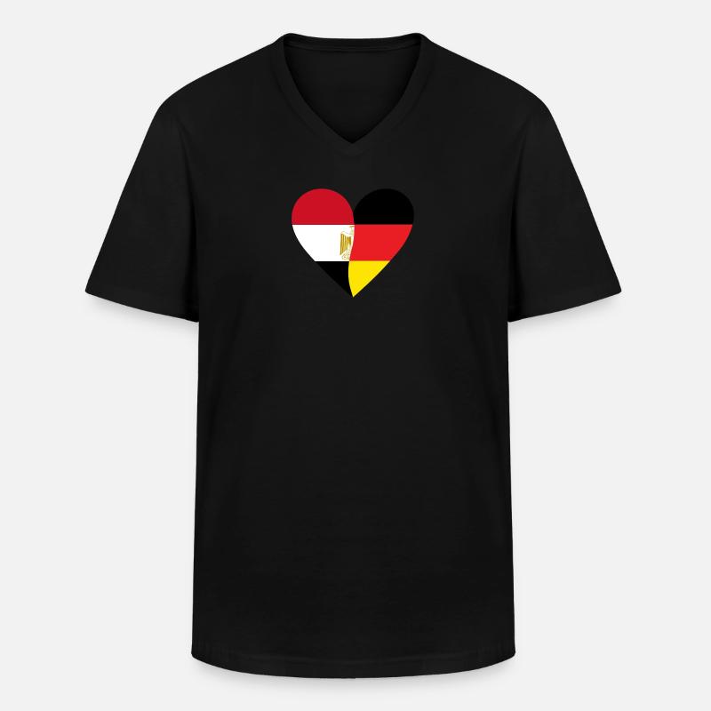 Égypte Allemagne Cœur - T-shirt col V Homme - noir