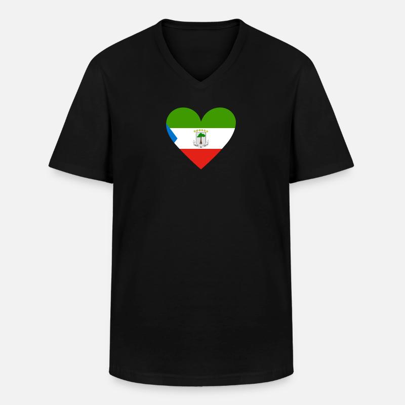Equatorial Guinea Heart - Men's V-Neck T-Shirt - black