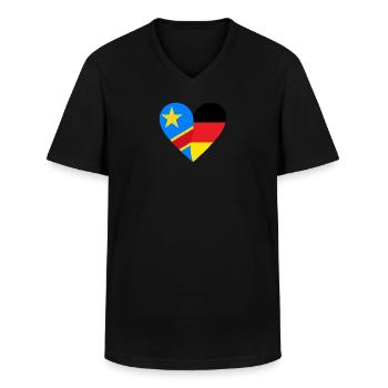 Democratic Republic of the Congo Germany Heart - Men's V-Neck T-Shirt - black - Front - AI Model Male 178 dark (178cm)