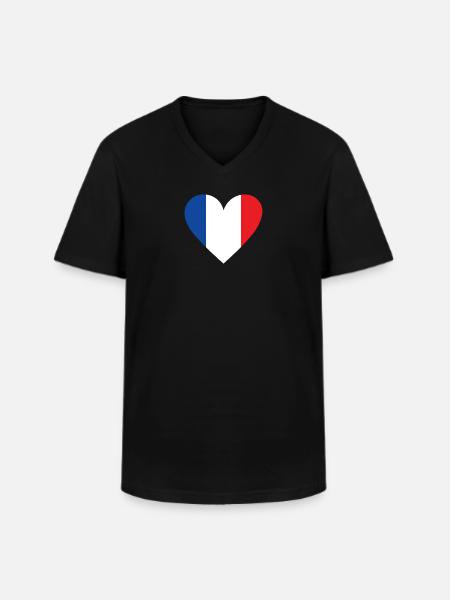 France Heart - Men's V-Neck T-Shirt - black