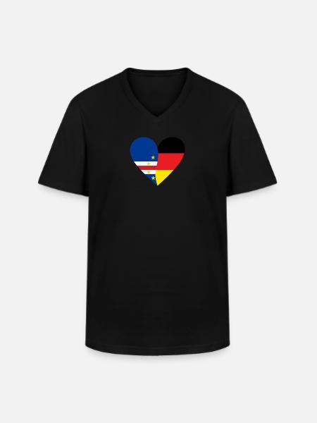 Cape Verde Germany Heart - Men's V-Neck T-Shirt - black