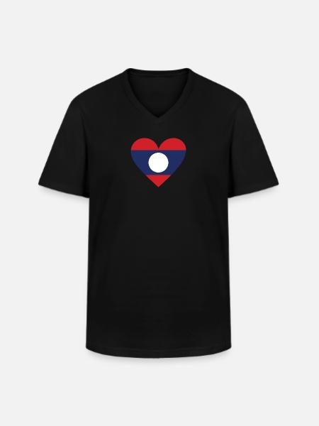 Laos Heart - Men's V-Neck T-Shirt - black