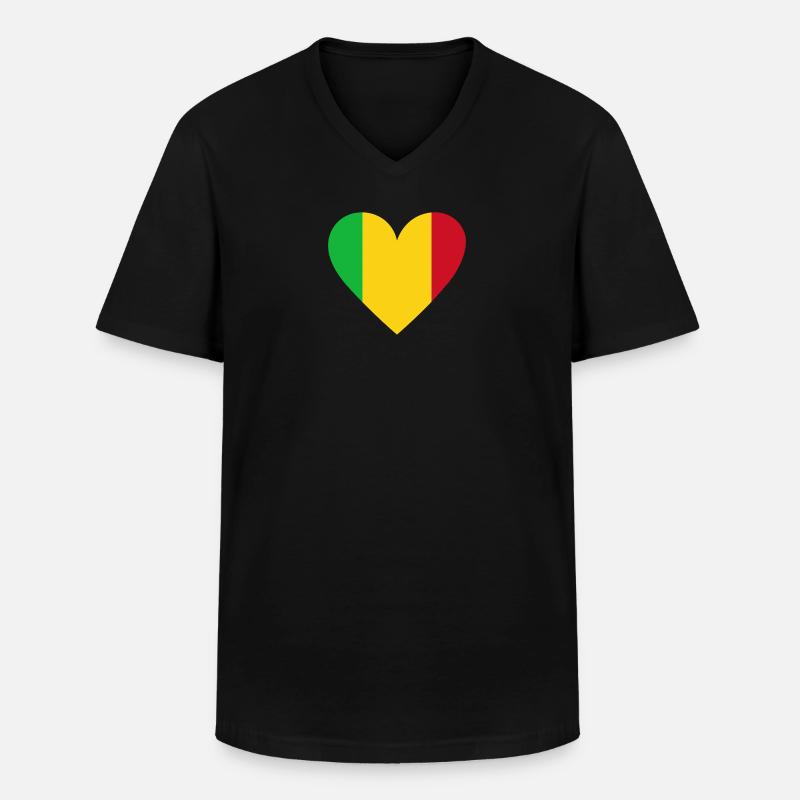 Mali Heart - Männer-T-Shirt mit V-Ausschnitt - Schwarz