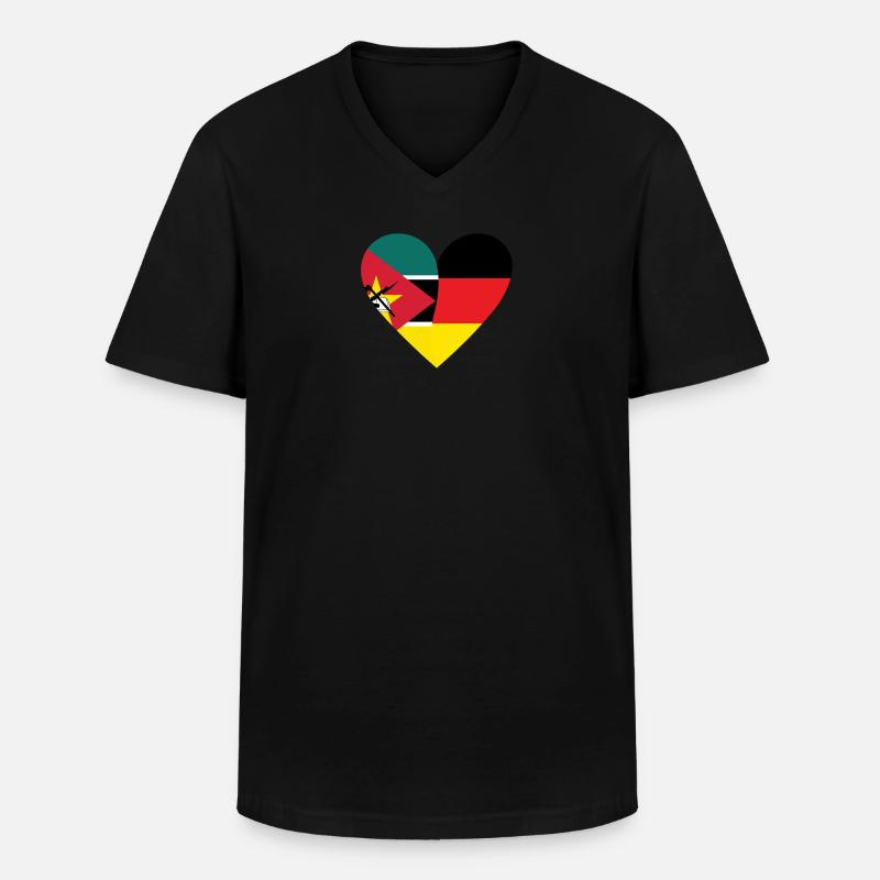 Mozambique Germany Heart - Männer-T-Shirt mit V-Ausschnitt - Schwarz