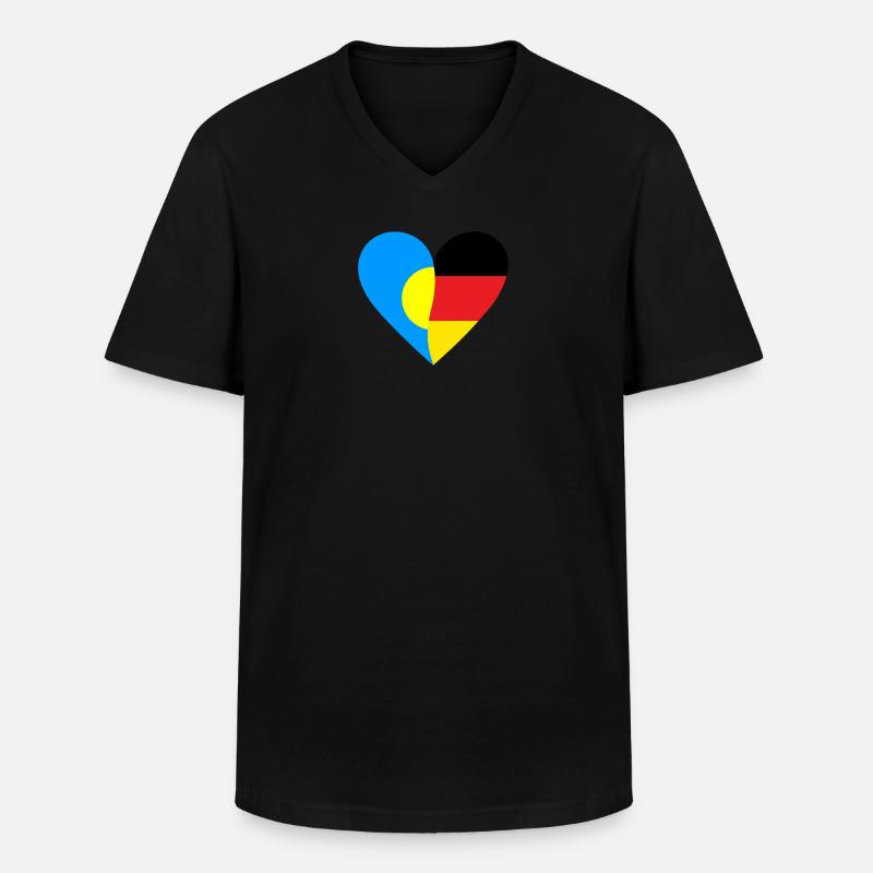 Palau Germany Heart - Männer-T-Shirt mit V-Ausschnitt - Schwarz