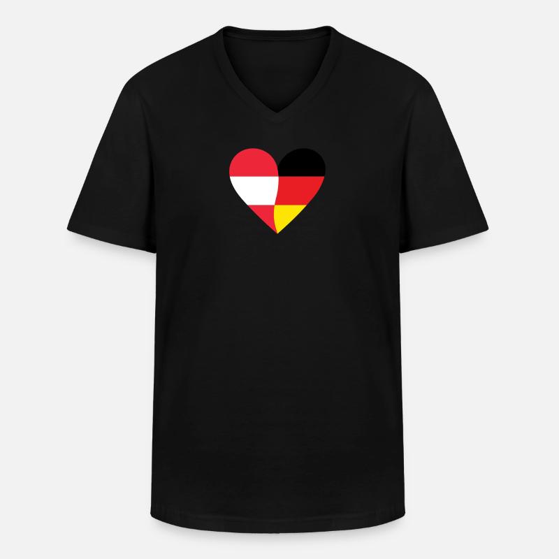 Austria Germany Heart - Männer-T-Shirt mit V-Ausschnitt - Schwarz