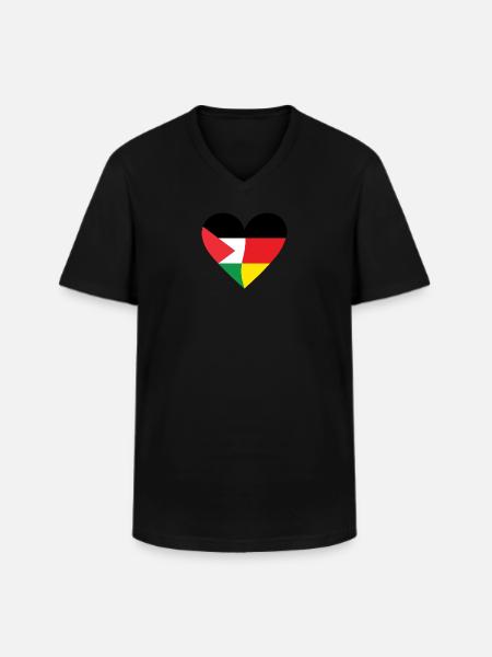 Palestine Germany Heart - Men's V-Neck T-Shirt - black