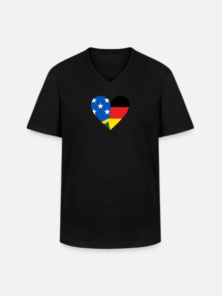 Solomon Islands Germany Heart - Men's V-Neck T-Shirt - black