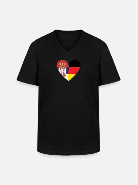 Serbia Germany Heart - Men's V-Neck T-Shirt - black