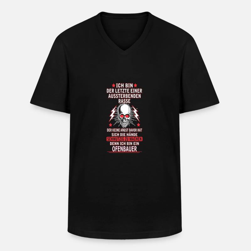 OFENBAUER - Männer-T-Shirt mit V-Ausschnitt - Schwarz