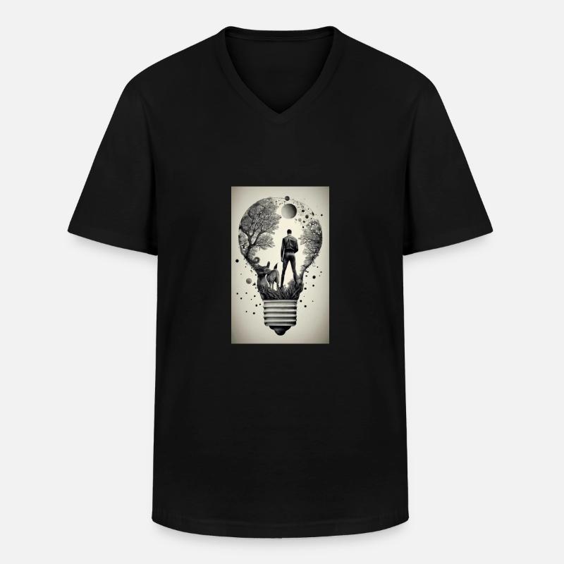 man inside a light bulb - Men's V-Neck T-Shirt - black