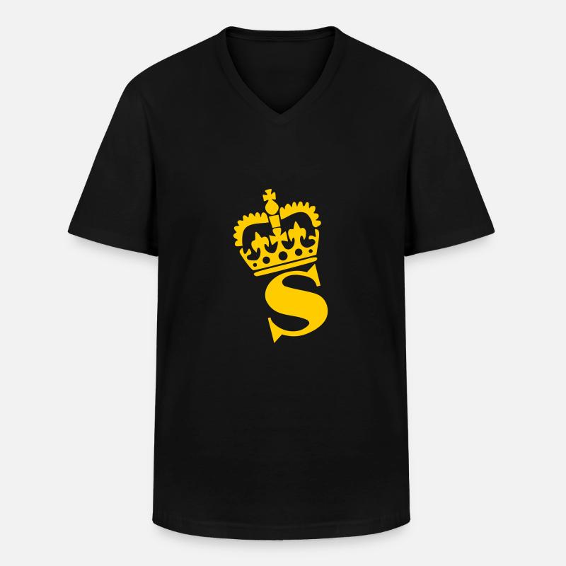 S – Name - Buchstabe - Männer-T-Shirt mit V-Ausschnitt - Schwarz