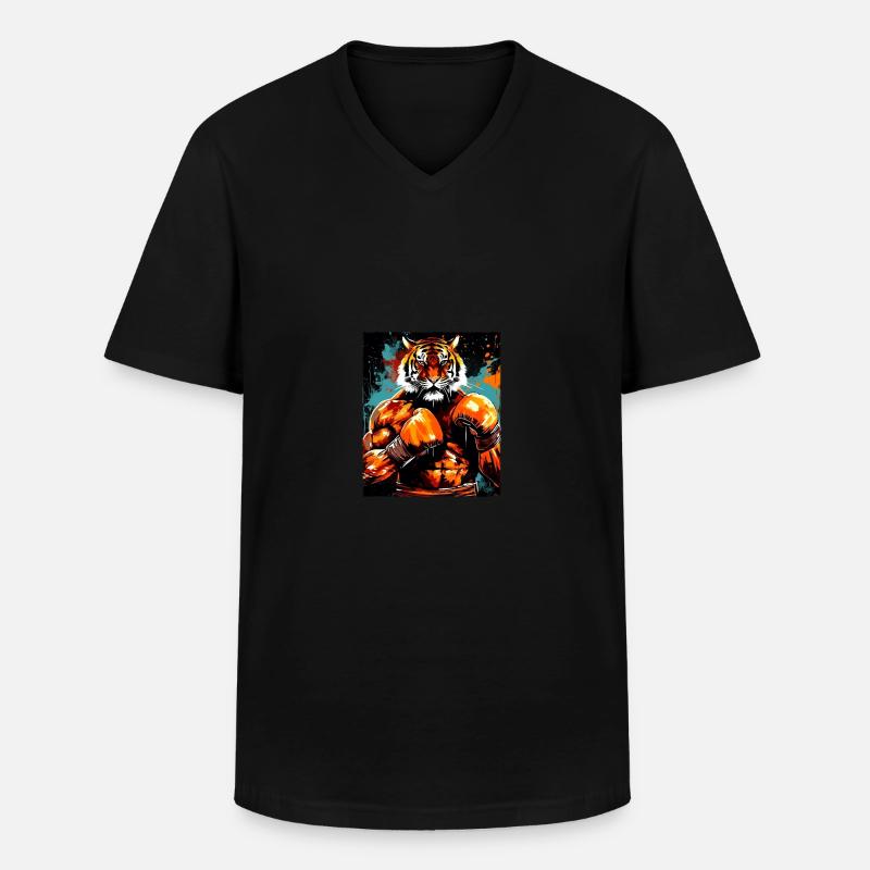 Tiger Boxer Boxen - Männer-T-Shirt mit V-Ausschnitt - Schwarz