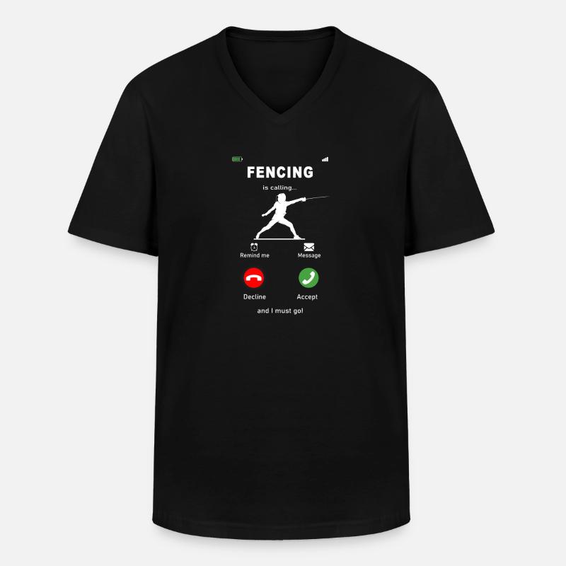 fencing is calling - Männer-T-Shirt mit V-Ausschnitt - Schwarz