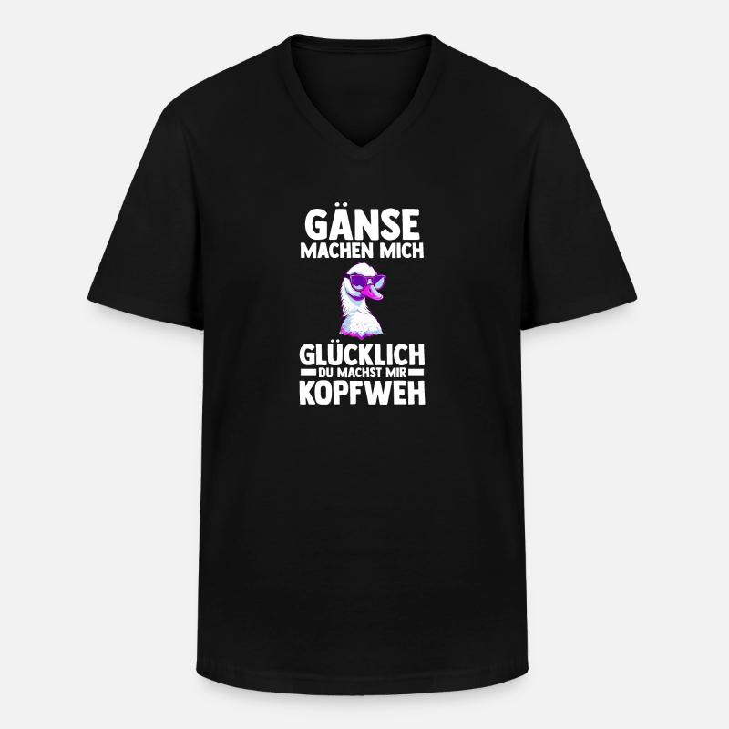 Gans Gänse - Männer-T-Shirt mit V-Ausschnitt - Schwarz