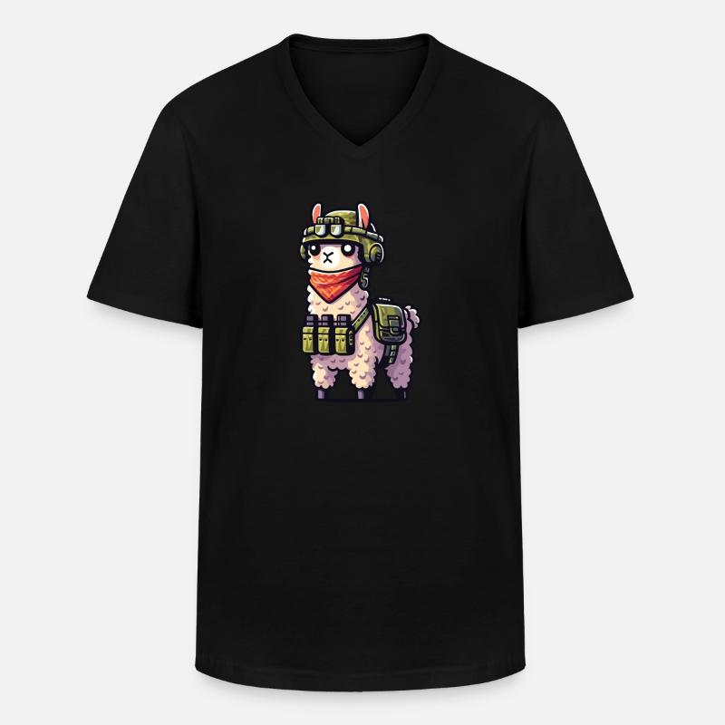 Kampf-Lama - Männer-T-Shirt mit V-Ausschnitt - Schwarz