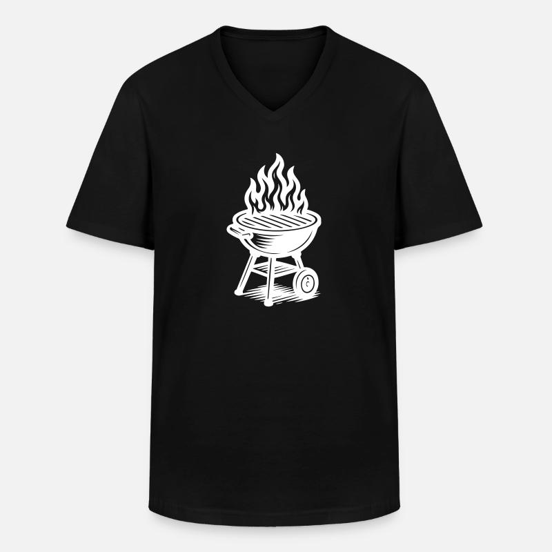 Grill Fire Grilling - Men's V-Neck T-Shirt - black