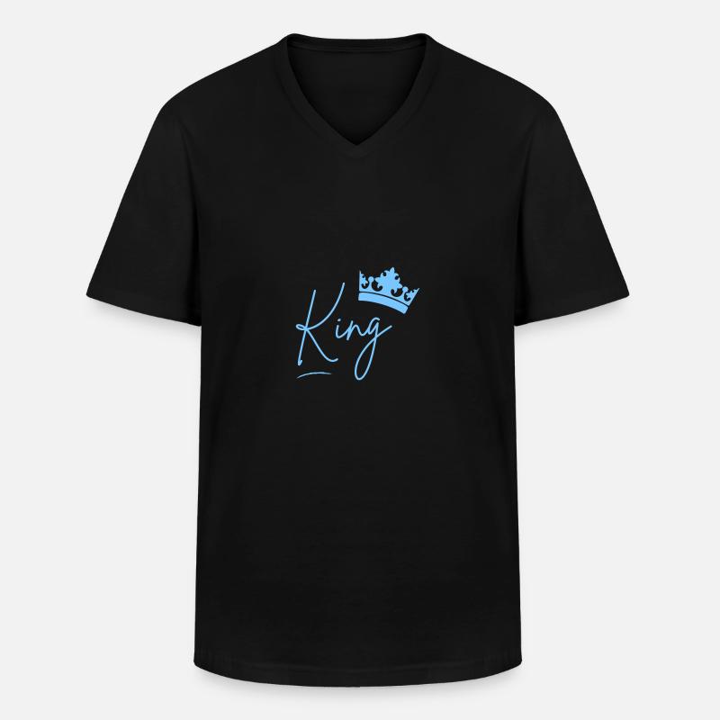 King Partnerschaft - Männer-T-Shirt mit V-Ausschnitt - Schwarz