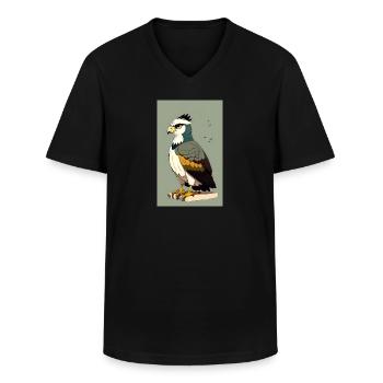 Aigle | Oiseaux | Liberté | Animaux - T-shirt col V Homme - noir - Devant - AI Model Male 178 dark (178cm)