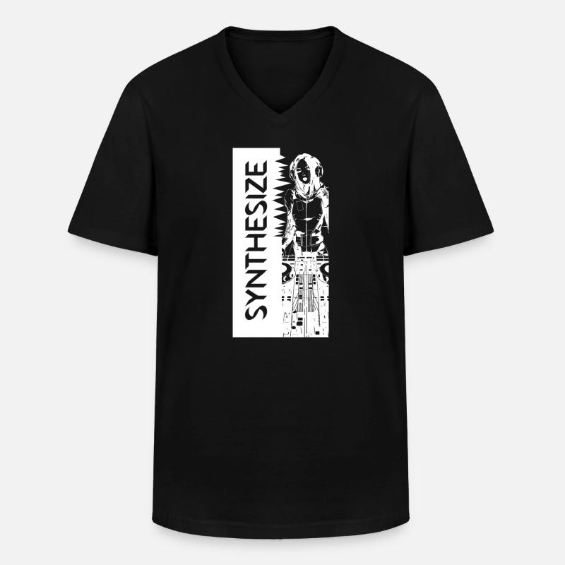 Synth White - Männer-T-Shirt mit V-Ausschnitt - Schwarz