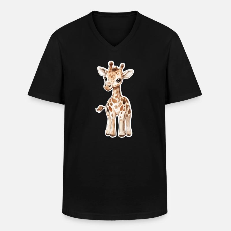 Giraffe - Männer-T-Shirt mit V-Ausschnitt - Schwarz