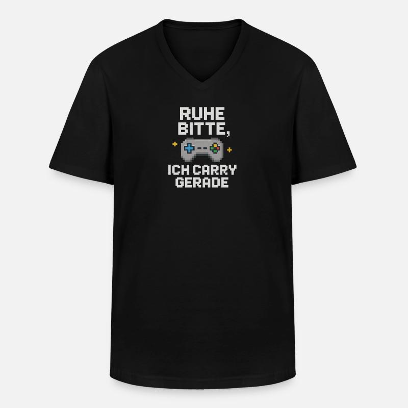Silence Please Pixel Controller Graphiques - T-shirt col V Homme - noir