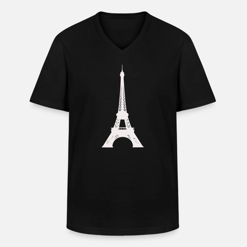Eiffelturm Silhouette Druck - Männer-T-Shirt mit V-Ausschnitt - Schwarz