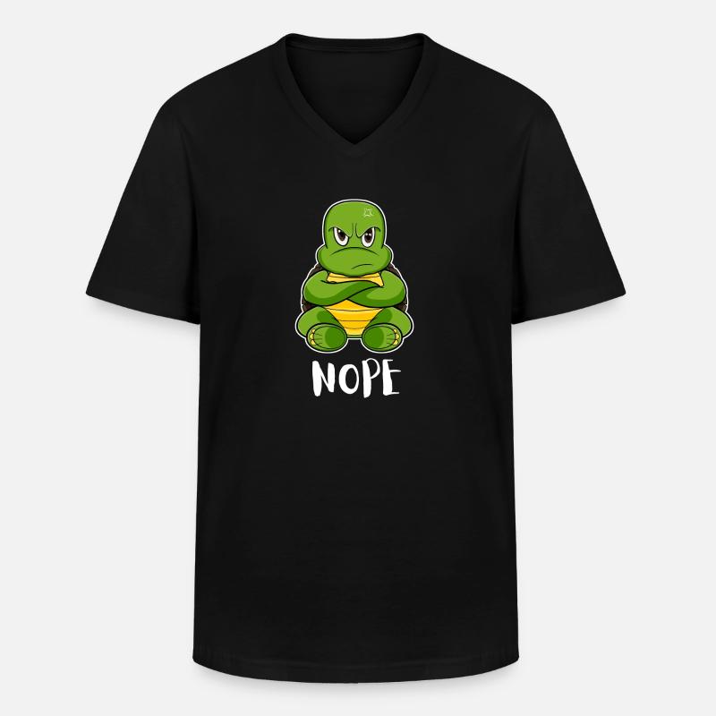 Nope Funny Lazy Turtle - Männer-T-Shirt mit V-Ausschnitt - Schwarz