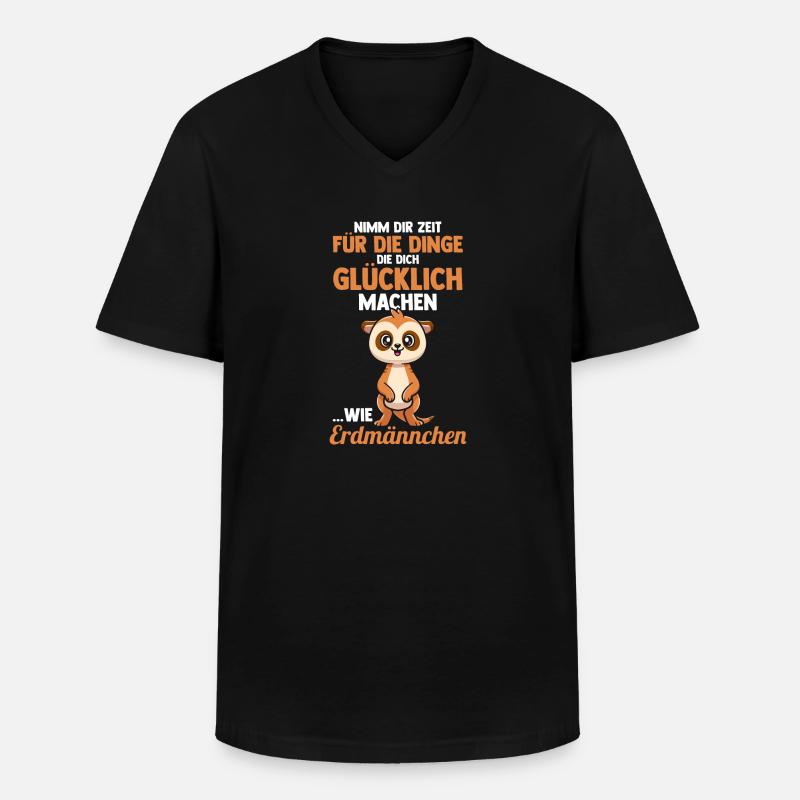 Erdmännchen - Männer-T-Shirt mit V-Ausschnitt - Schwarz