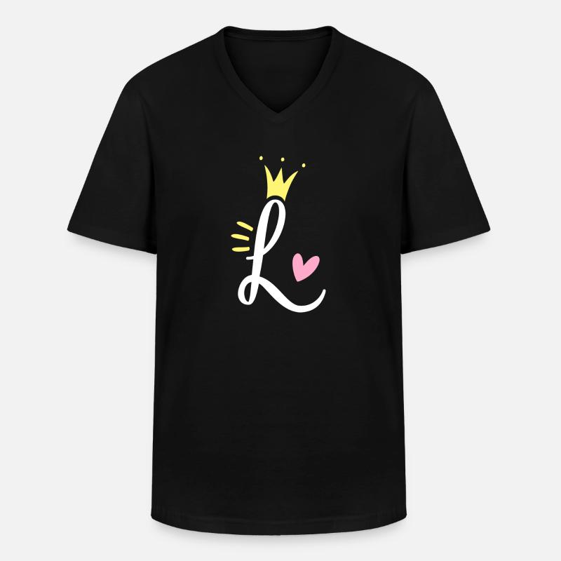 Buchstabe L Anfangsbuchstabe Krone - Männer-T-Shirt mit V-Ausschnitt - Schwarz