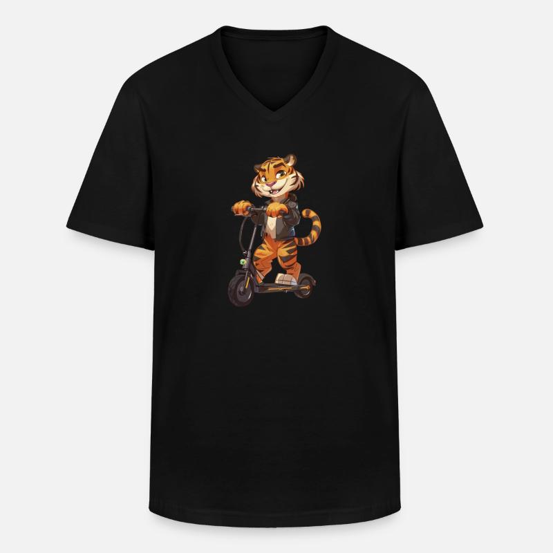 Tiger Roller - Männer-T-Shirt mit V-Ausschnitt - Schwarz