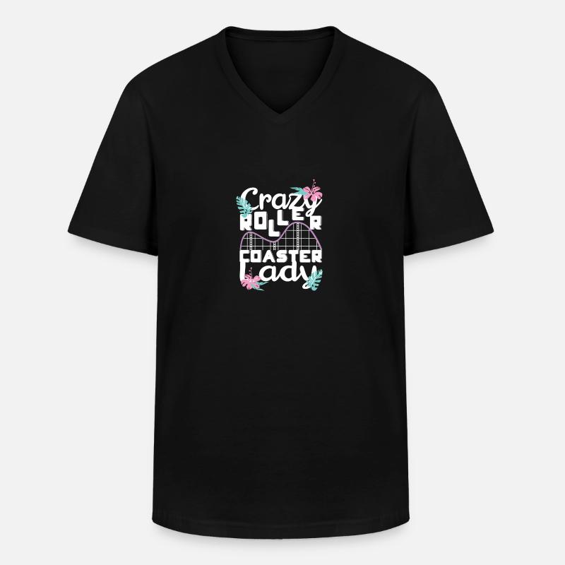Parc d’attractions Roller Coaster - T-shirt col V Homme - noir