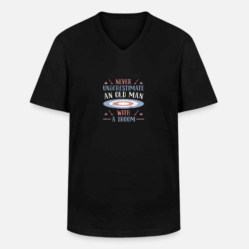 Curling - Männer-T-Shirt mit V-Ausschnitt - Schwarz