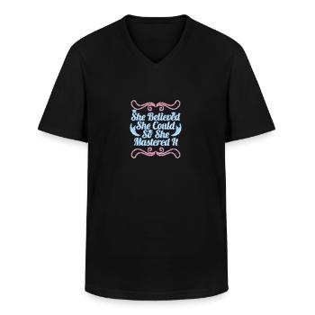 Master Université - T-shirt col V Homme - noir - Devant - AI Model Male 178 dark (178cm)
