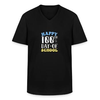 100 Days Of School - Men's V-Neck T-Shirt - black - Front - AI Model Male 178 dark (178cm)