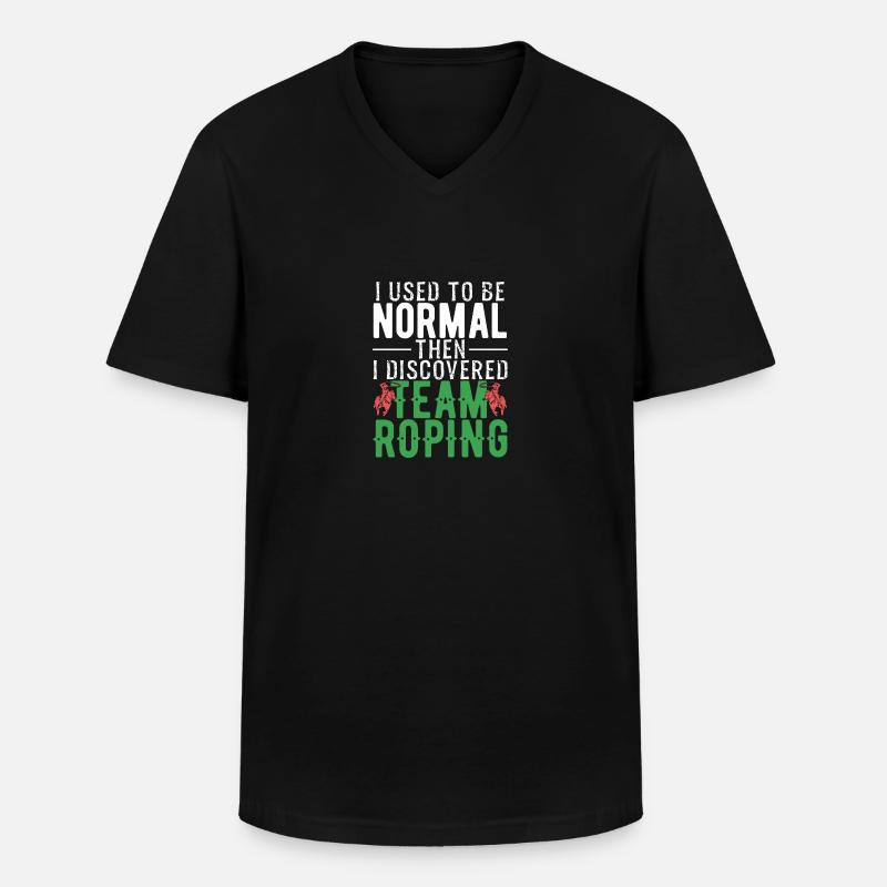Team Roping - Männer-T-Shirt mit V-Ausschnitt - Schwarz
