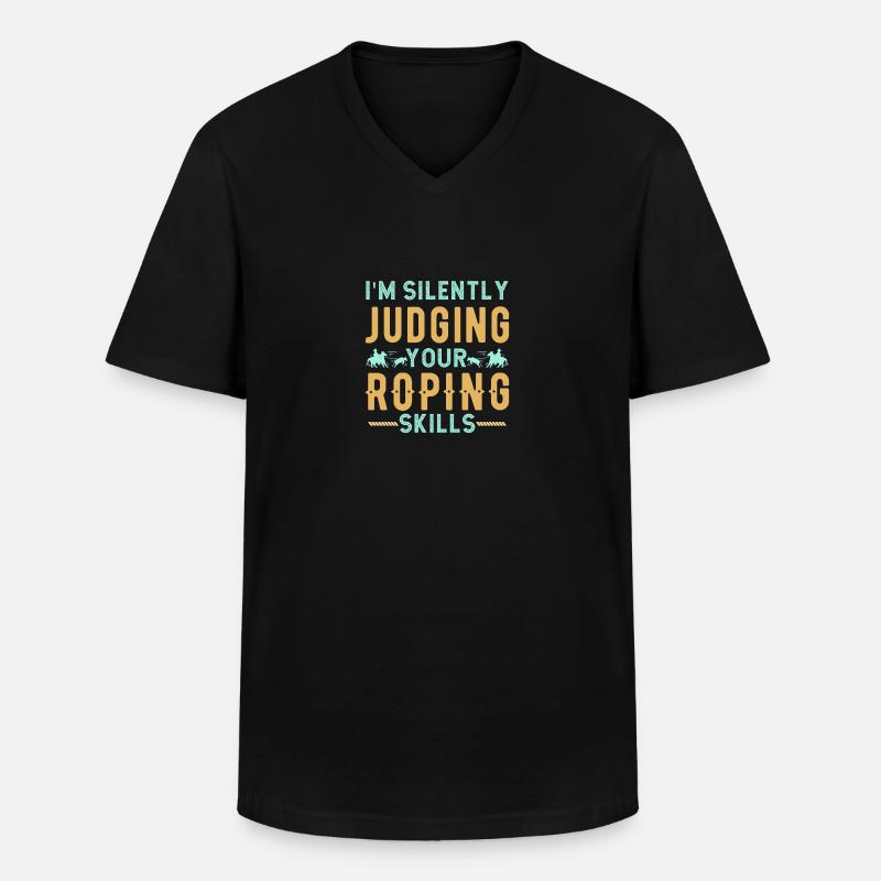 Team Roping - Männer-T-Shirt mit V-Ausschnitt - Schwarz