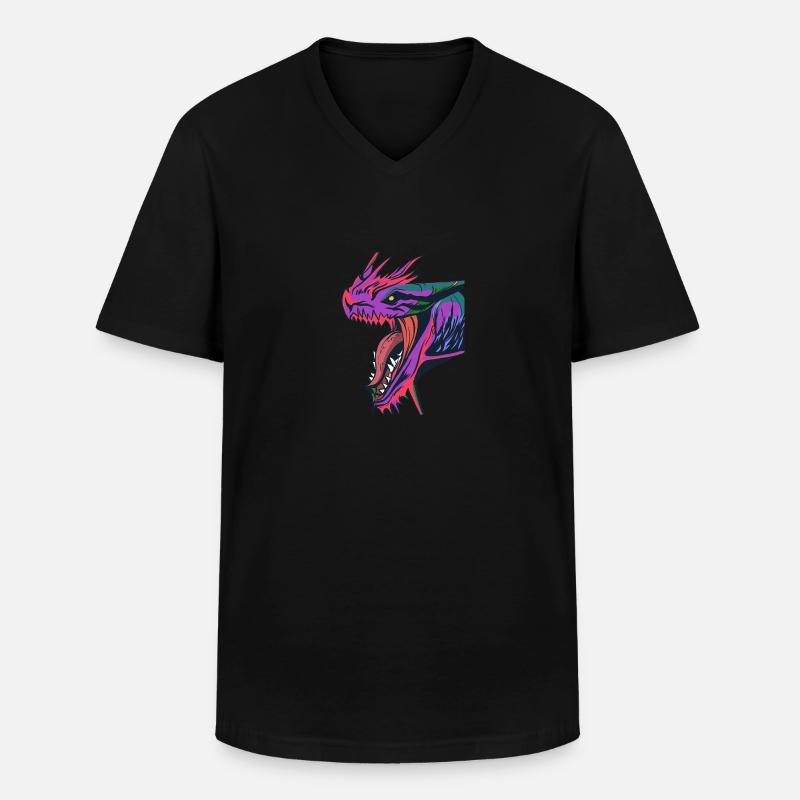 Drache - Männer-T-Shirt mit V-Ausschnitt - Schwarz