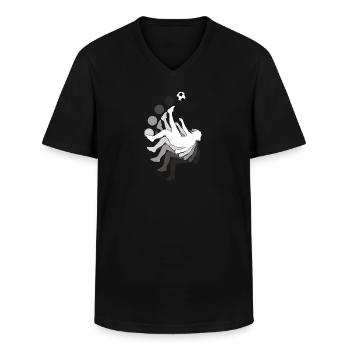 Fallrückzieher Fußball Fußballer Elfmeter Spieler - Männer-T-Shirt mit V-Ausschnitt - Schwarz - Vorne - AI Model Male 178 dark (178cm)