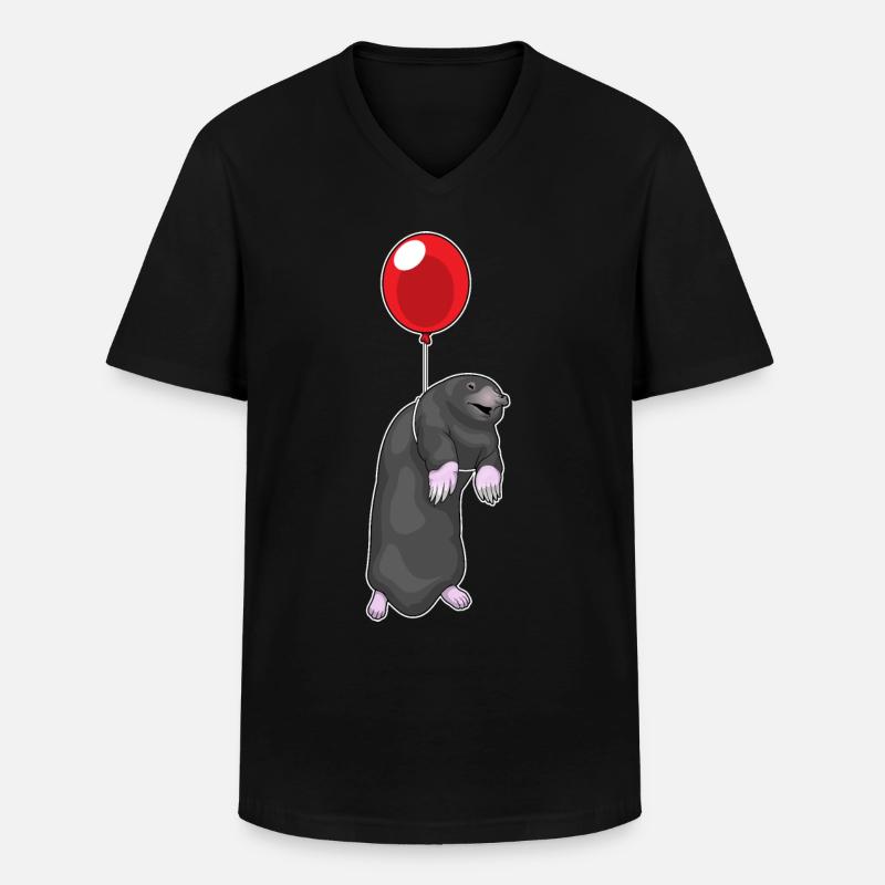 Maulwurf Luftballon - Männer-T-Shirt mit V-Ausschnitt - Schwarz