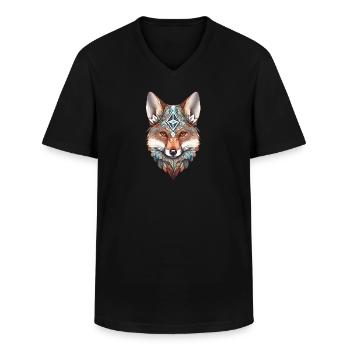 Fuchs Aquarell Mandala Yoga Waldtier Spirituell - Männer-T-Shirt mit V-Ausschnitt - Schwarz - Vorne - AI Model Male 178 dark (178cm)
