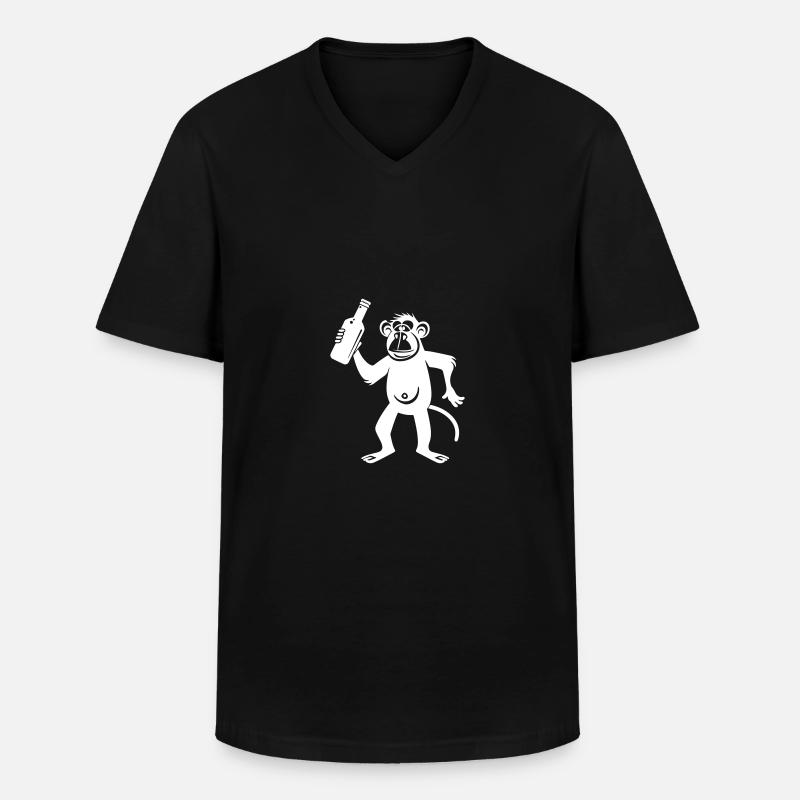 Affe Bier Junggesellenabschied - Männer-T-Shirt mit V-Ausschnitt - Schwarz